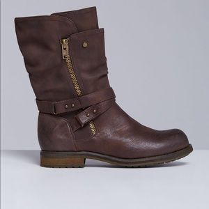 🟤 Lane Bryant Brown Moto Ankle Boots
